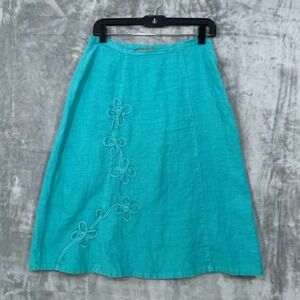 THE TERRITORY AHEAD 100% Linen  Size 6 A-Line Knee-Length Skirt Y2K Turquoise